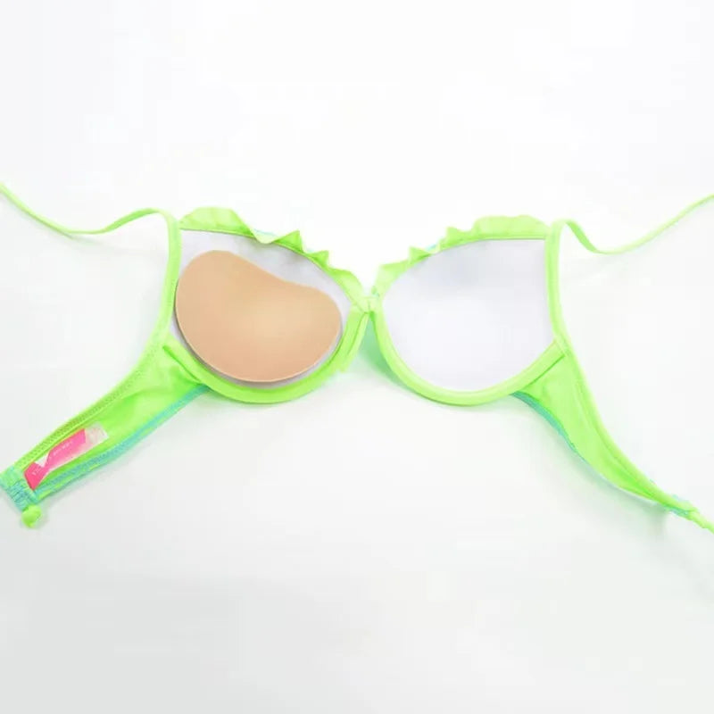 Push-Up Padded Bikini Set – Breathable Sponge Bra Pad Swimwear for Women