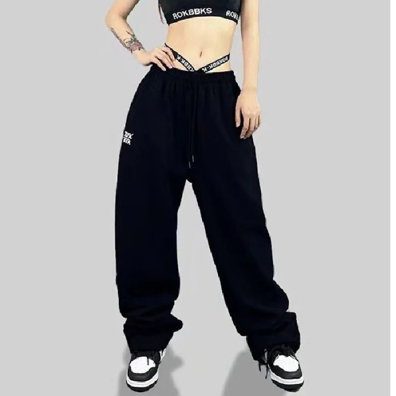 Women's High Waist Drawstring Sports Pants – Trendy Hip-Hop Style Long Trousers for Spring & Summer Style Heaven