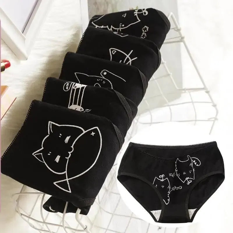 5-Pack Cotton Cartoon Panties – Cute & Soft Underwear for Women (M-XL)