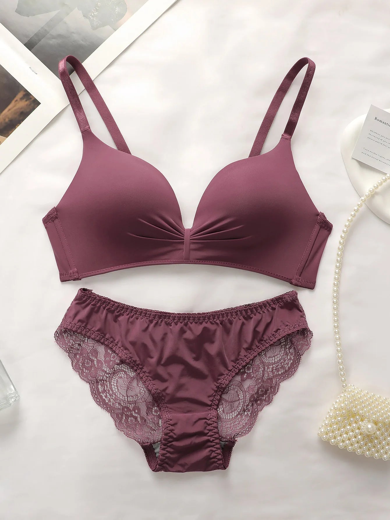 Butterfly Lace Wireless Lingerie Set – Sexy Solid Color 2-Piece Style Heaven