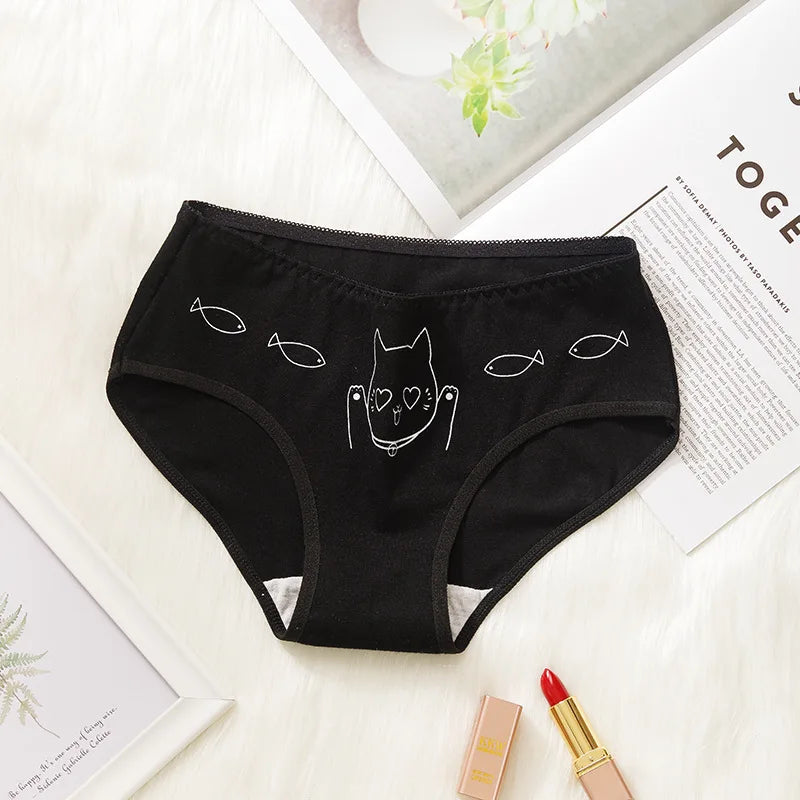 5-Pack Cotton Cartoon Panties – Cute & Soft Underwear for Women (M-XL)