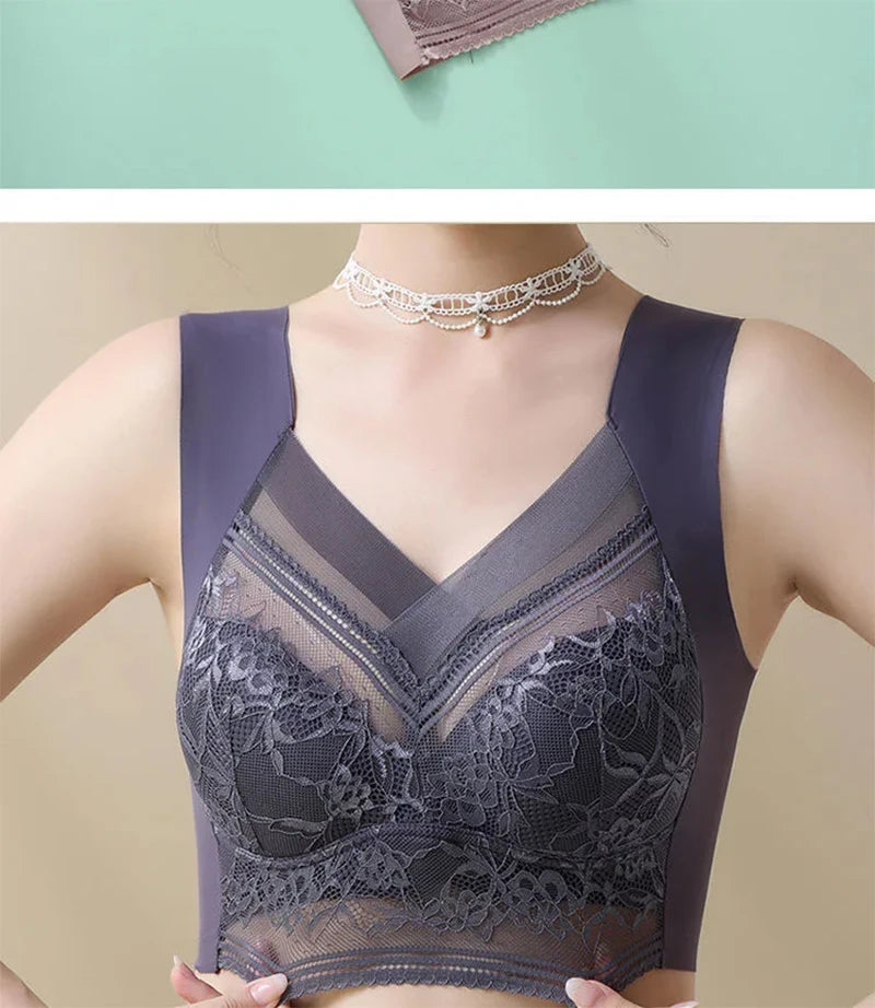 L-6L Push-Up Ice Silk Bralette – Seamless Wireless Lace Bra for Summer
