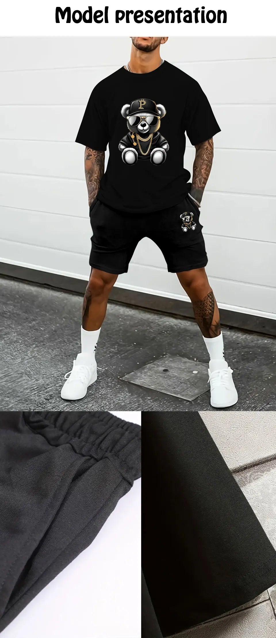 Men’s Summer Bear Print T-Shirt & Shorts Set – Casual Outdoor Wear - Style Heaven
