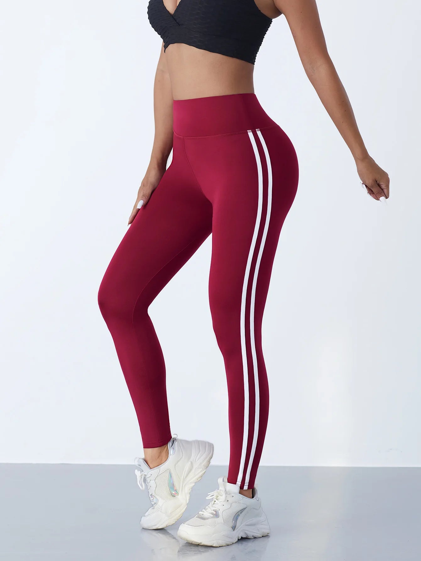 Women's Striped High Waist Yoga Leggings – Slim Fit, Hip Lifting Stretchy Gym Tights Style Heaven