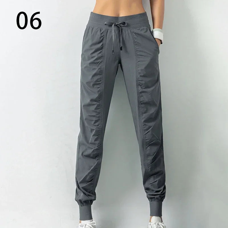 New Sweatpants Fabric Drawstring Running Sport Joggers Women Quick Dry Athletic Gym Fitness with Two Side Pockets Exercise Pants Style Heaven