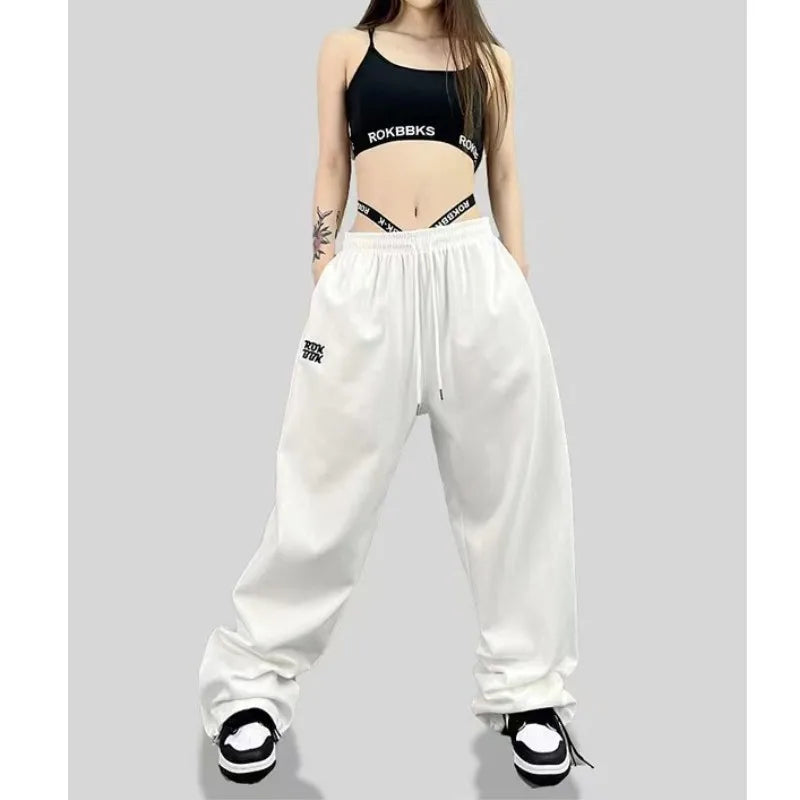 Women's High Waist Drawstring Sports Pants – Trendy Hip-Hop Style Long Trousers for Spring & Summer Style Heaven