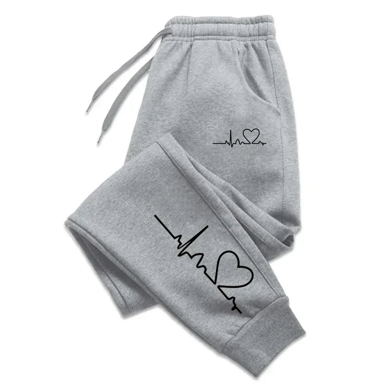 Women's Heart Print Jogger Sweatpants – Casual Fitness Streetwear Pants Style Heaven