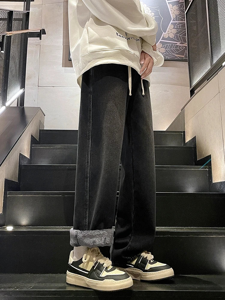 Men’s Winter Warm Fleece-Lined Jeans – Thick Straight Denim Pants for Cold Weather - Style Heaven