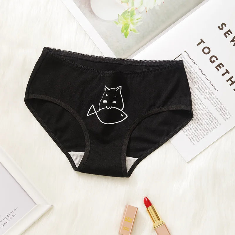 5-Pack Cotton Cartoon Panties – Cute & Soft Underwear for Women (M-XL)