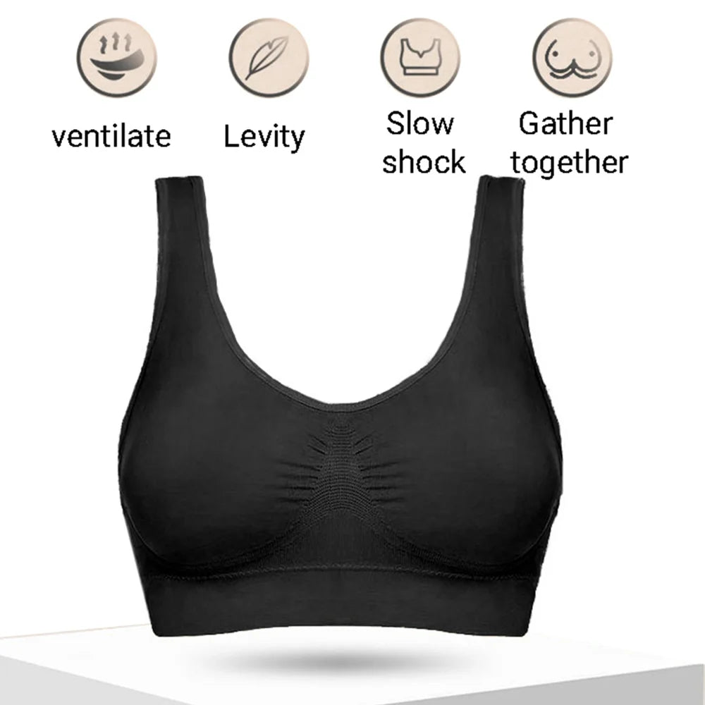 Seamless Camisole Sports Bra – XXL & 3XL | Black Crop Top for Fitness & Yoga Style Heaven