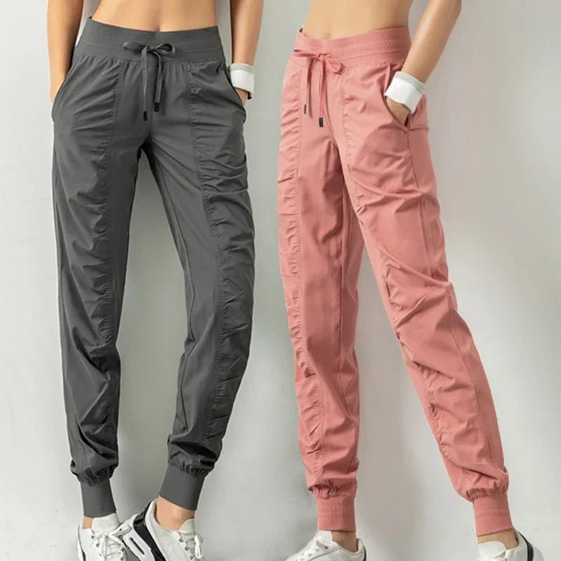 New Sweatpants Fabric Drawstring Running Sport Joggers Women Quick Dry Athletic Gym Fitness with Two Side Pockets Exercise Pants Style Heaven