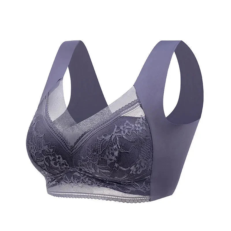 L-6L Push-Up Ice Silk Bralette – Seamless Wireless Lace Bra for Summer