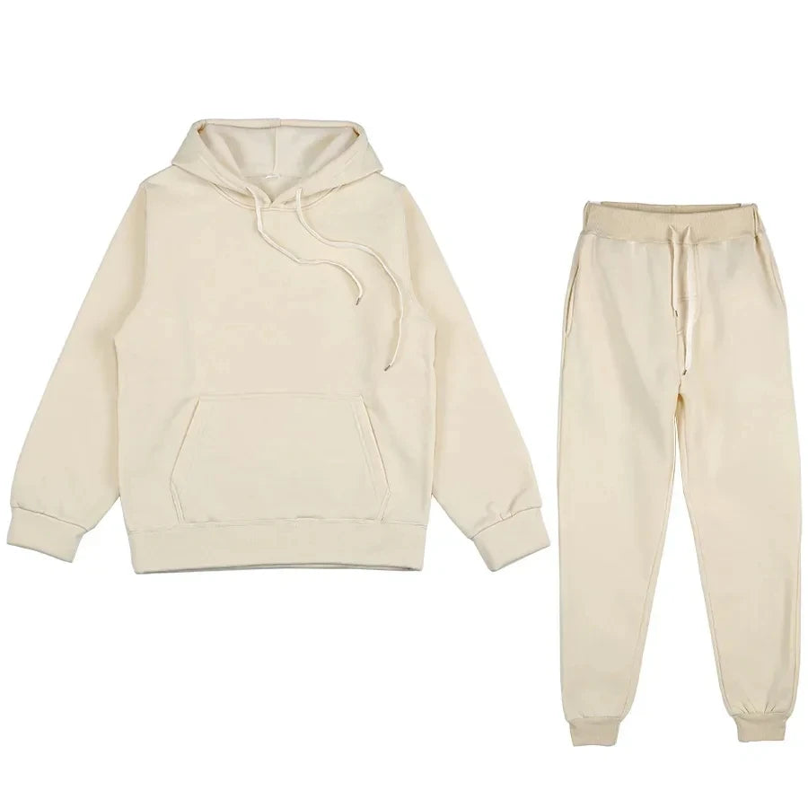 Unisex Casual Tracksuit Set – Hoodie & Sweatpants 2-Piece Warm Jogging Suit Style Heaven
