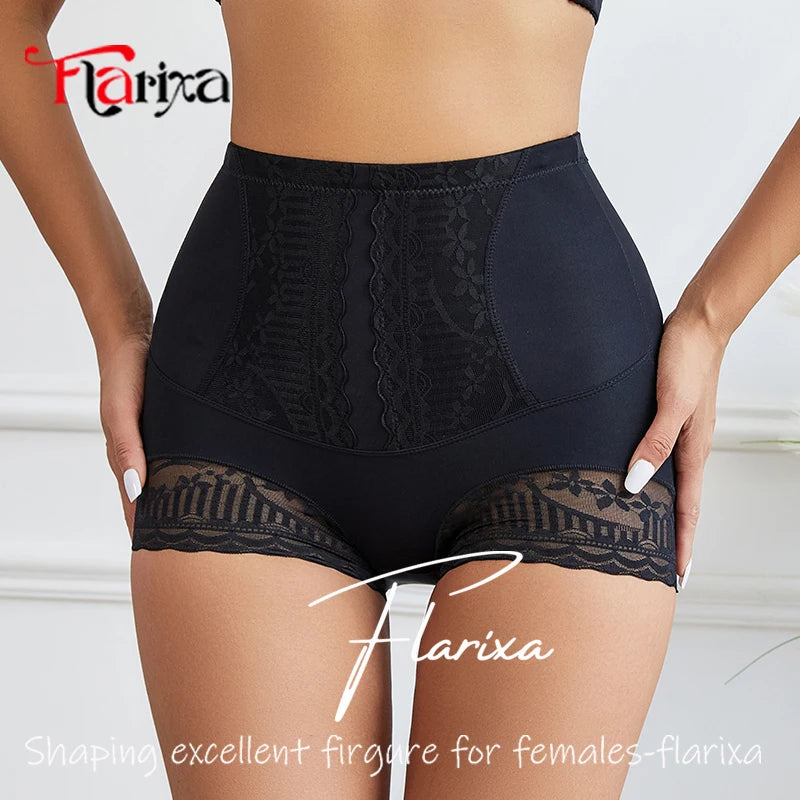 High-Waist Lace Shaping Shorts – Slimming Tummy Control & Hip Lifting Panties