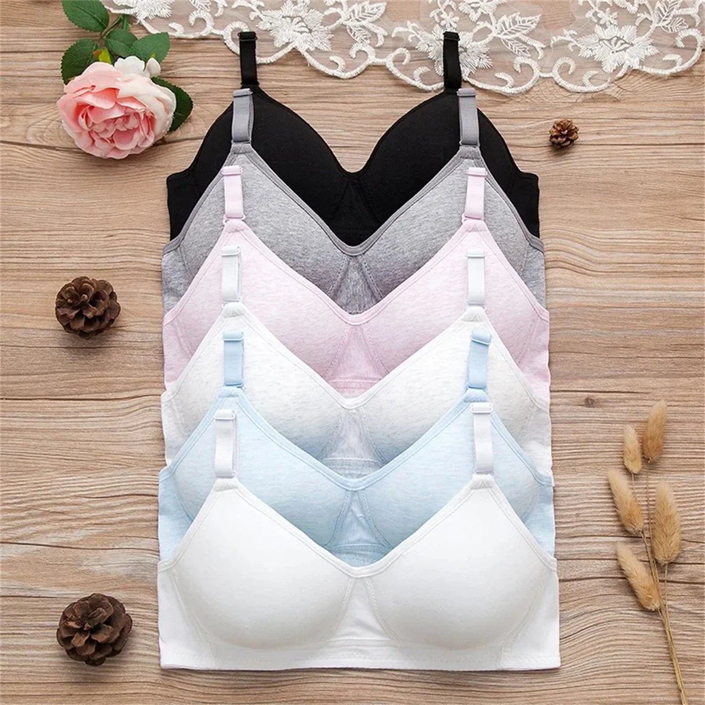 2-Pack Wireless Cotton Sports Bra – Breathable Lining for Fitness & Yoga (Black)