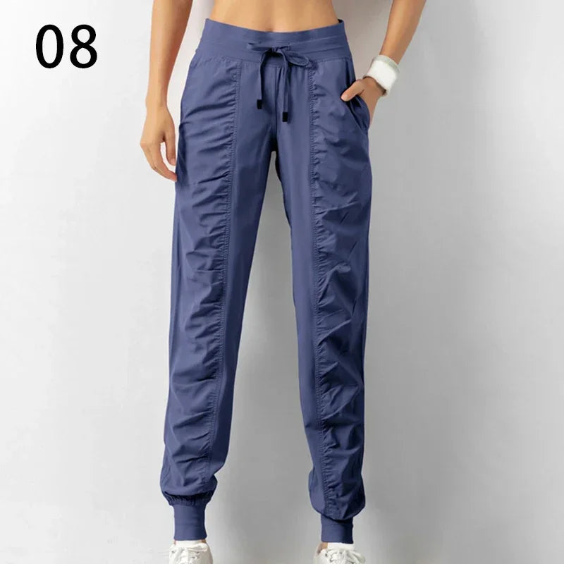 New Sweatpants Fabric Drawstring Running Sport Joggers Women Quick Dry Athletic Gym Fitness with Two Side Pockets Exercise Pants Style Heaven