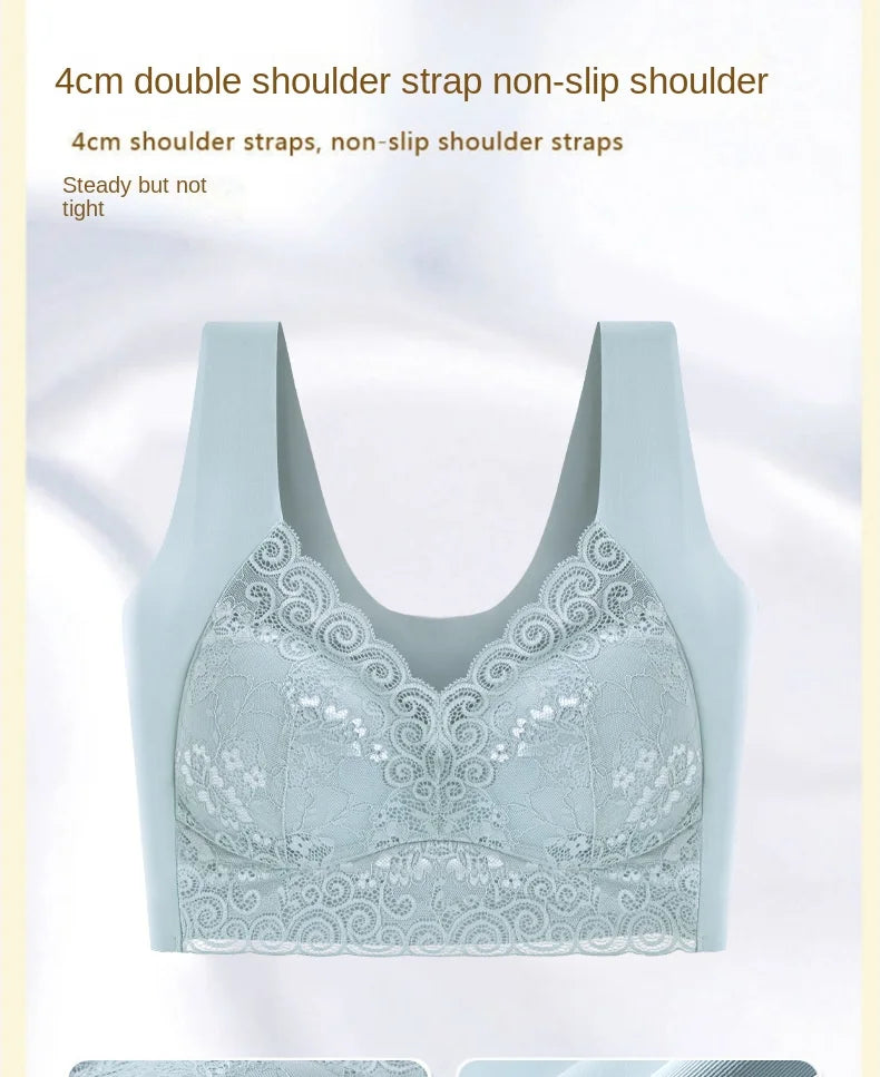 Lace V-Neck Wireless Bra – Soft, Breathable & Trackless Sports Style
