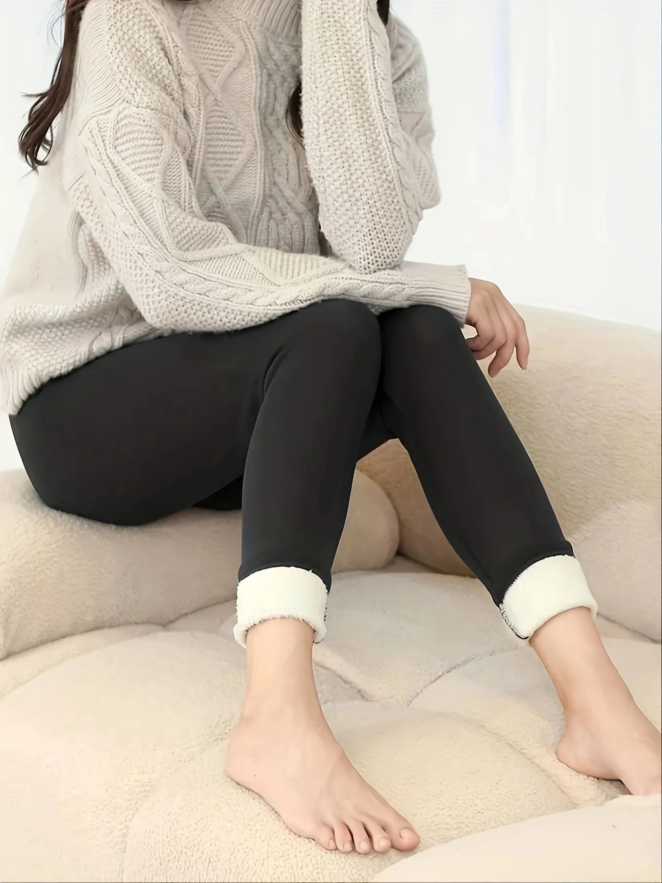 Women's High-Waisted Warm Commuter Leggings – Solid Color, Comfortable & Elastic Style Heaven