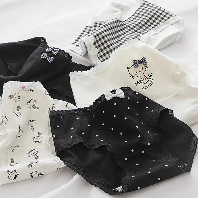 5-Pack Cotton Cartoon Panties – Cute & Soft Underwear for Women (M-XL)