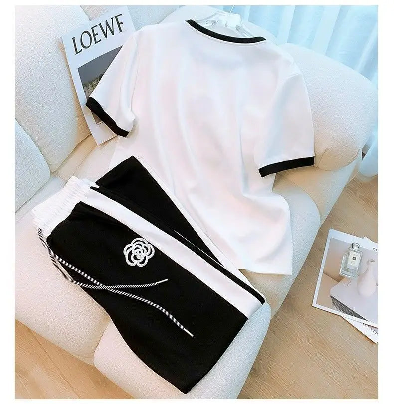 Women's Summer 2-Piece Sporty Chic Set – Short Sleeve Crop Top & Pants Style Heaven