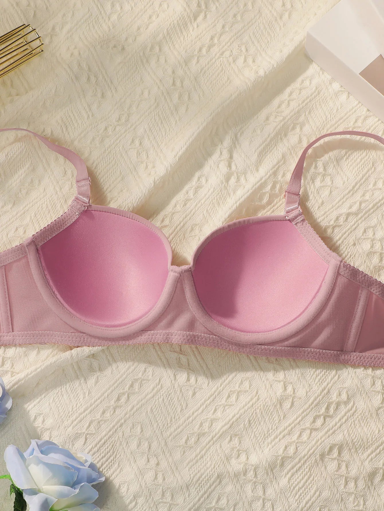 2-Set Solid Underwire Lingerie Set – Push-Up Bra & Panty Set with Steel Ring