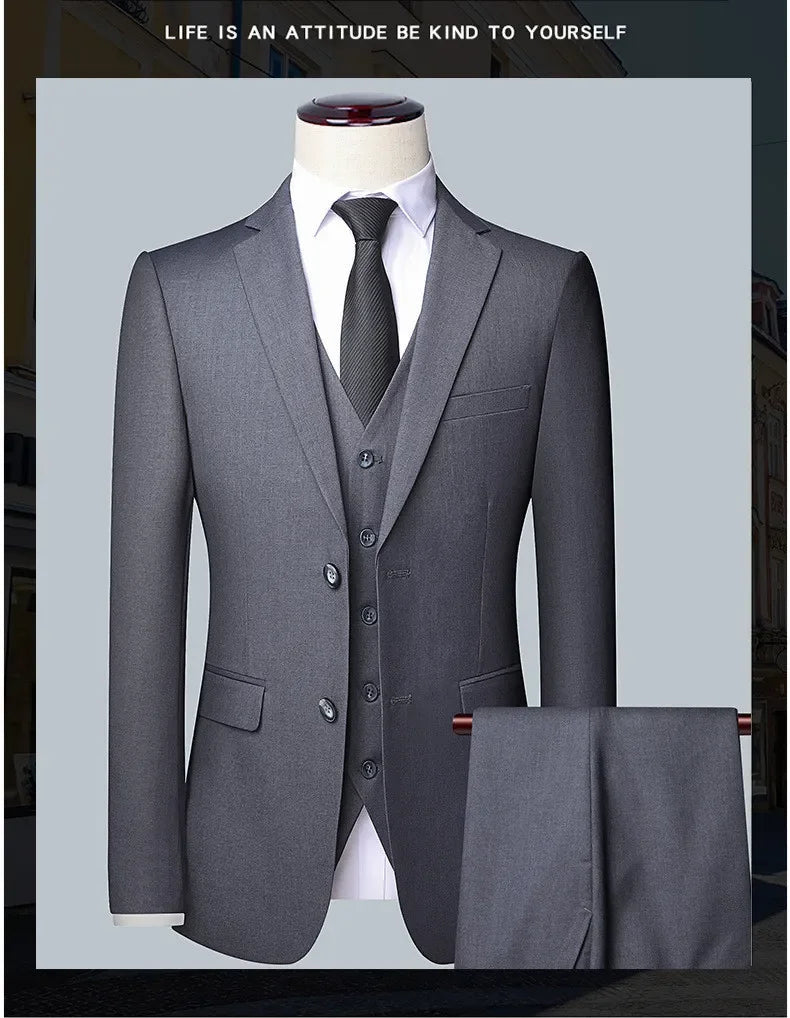 Men’s 3-Piece Formal Suit Set – Blazer, Vest & Trousers for Business, Wedding, or Casual Wear (M-6XL) Style Heaven
