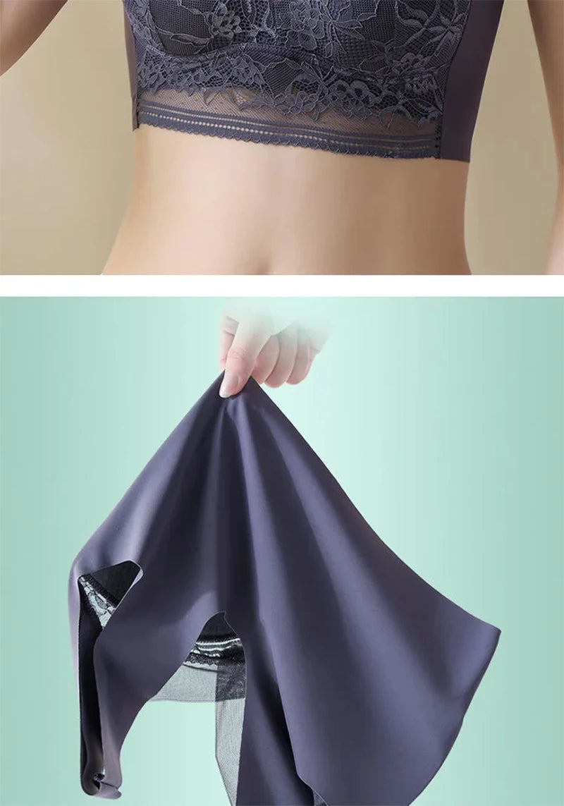 L-6L Push-Up Ice Silk Bralette – Seamless Wireless Lace Bra for Summer
