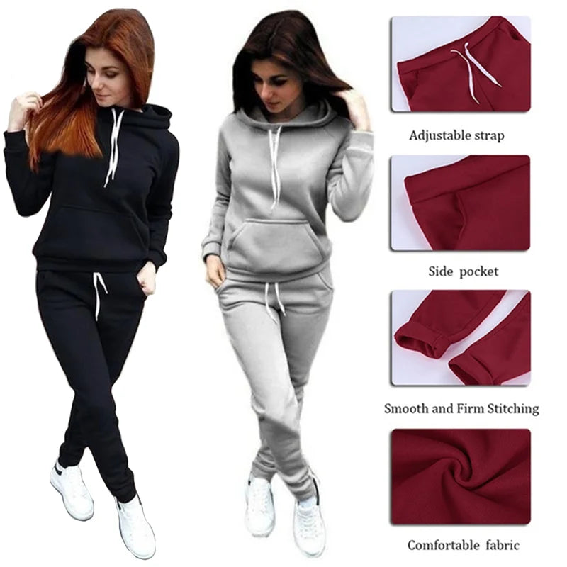 Women's Casual Hooded Sportswear Jogging Suit – Two-Piece Activewear Set Style Heaven