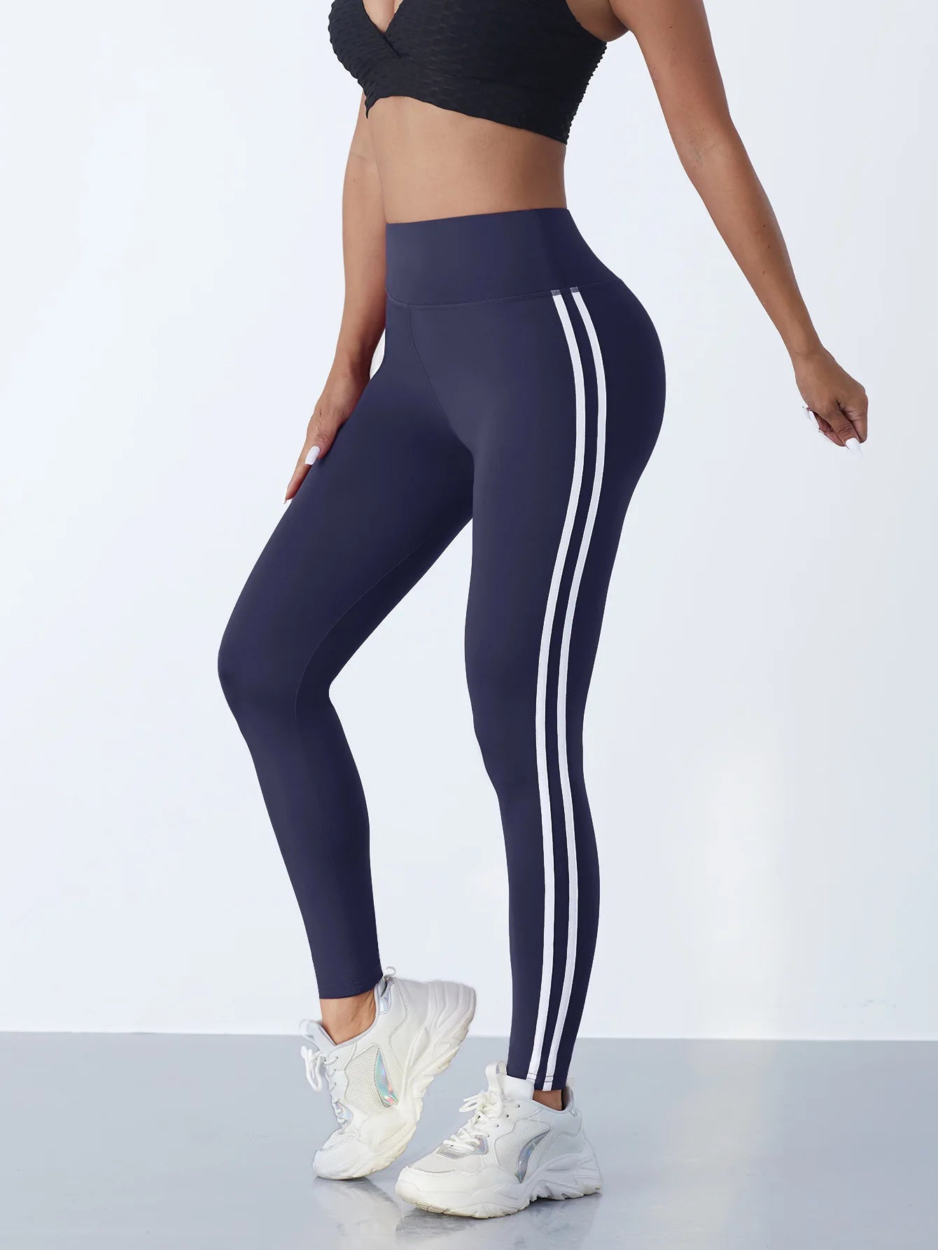 Women's Striped High Waist Yoga Leggings – Slim Fit, Hip Lifting Stretchy Gym Tights Style Heaven