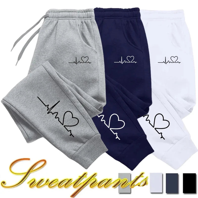 Women's Heart Print Jogger Sweatpants – Casual Fitness Streetwear Pants Style Heaven