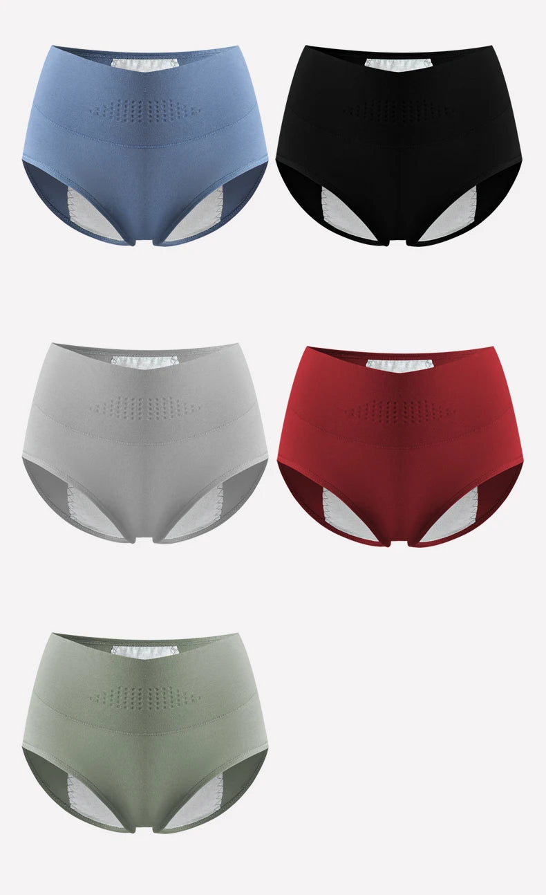 High-Waist Leak-Proof Menstrual Panties – Cotton Plus Size Period Briefs (L-4XL)
