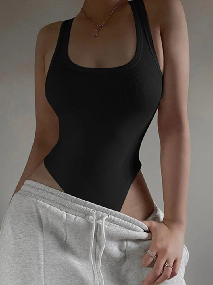 Hot Summer Sleeveless Knit Bodysuit – Sexy Off-Shoulder Halter Top for Women Clubwear - Style Heaven