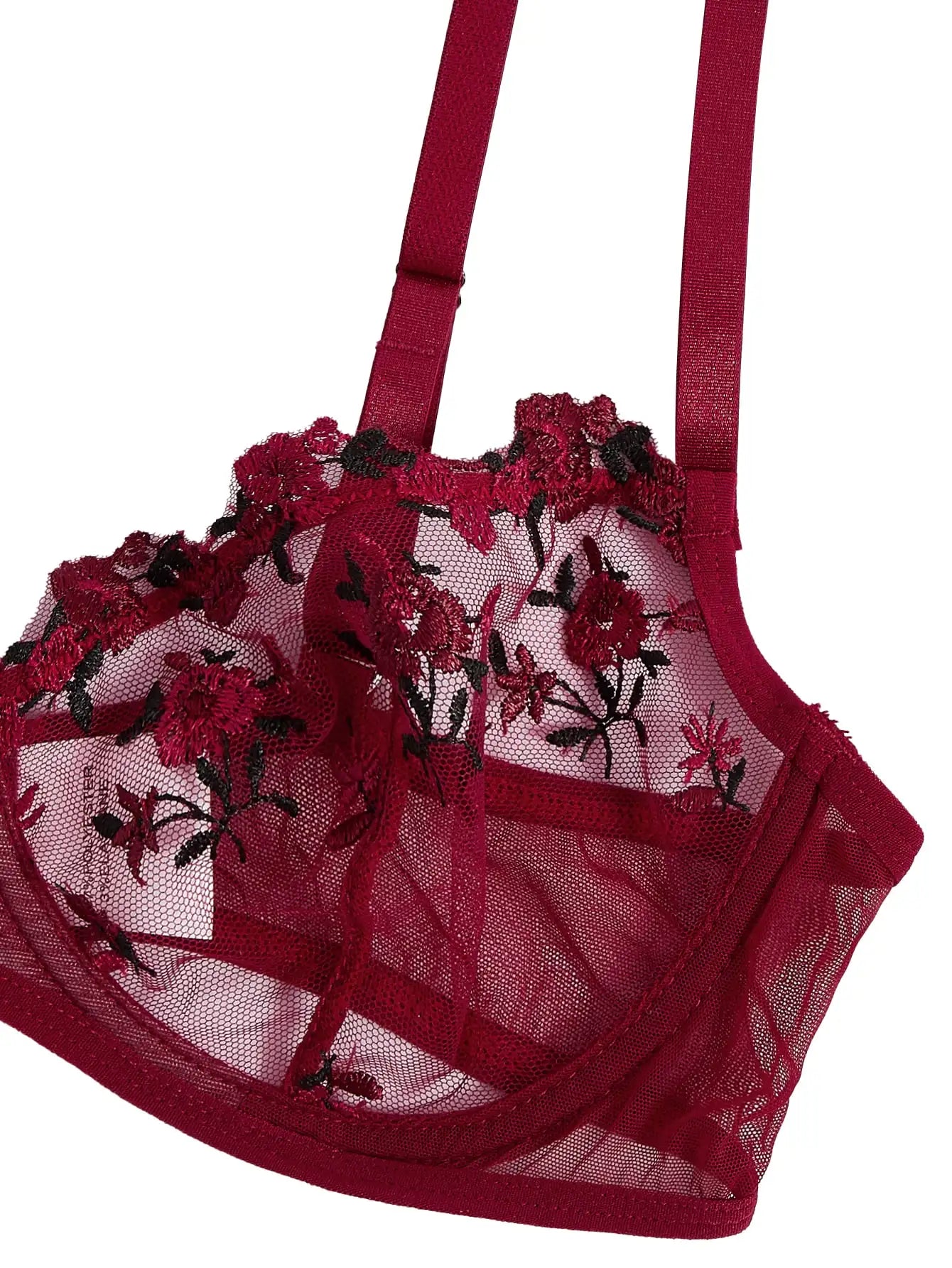 Exquisite Embroidered Lace Bra Set – Floral Transparent Lingerie | S–4XL