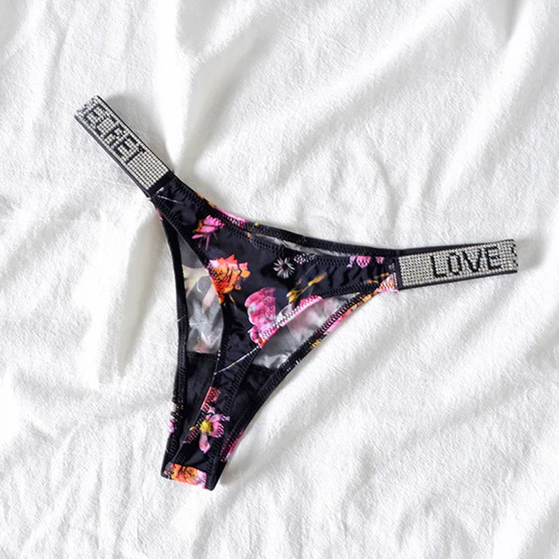 5-Pack Rhinestone Letter Thongs – Low Waist G-String Panties | S–XL