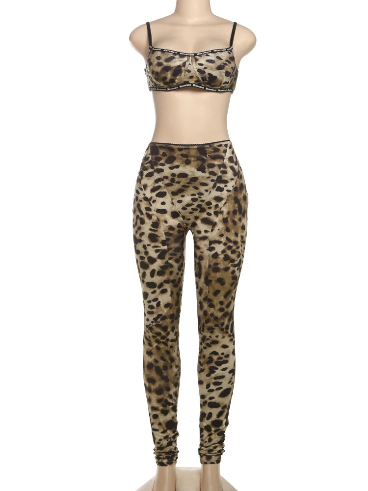Women's 2-Piece Summer Sporty Set – Camisole Crop Top & High-Waist Leggings Style Heaven