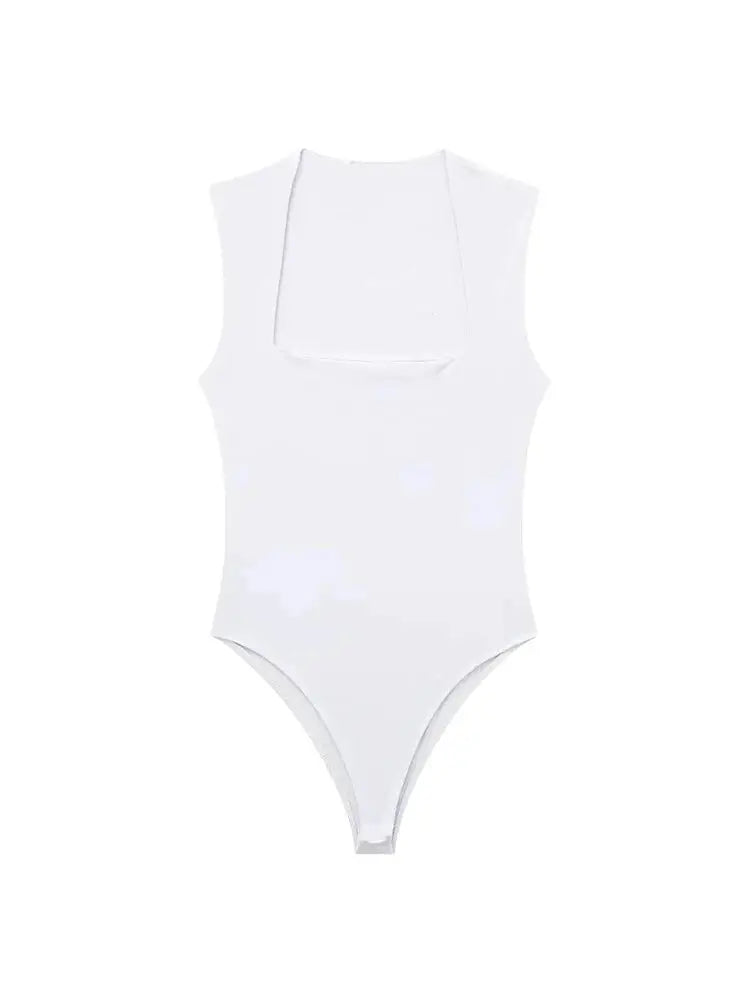 Women's Sexy Sleeveless Bodysuit – Square Neck Snap-Button Playsuit for Everyday & Clubwear Style Heaven