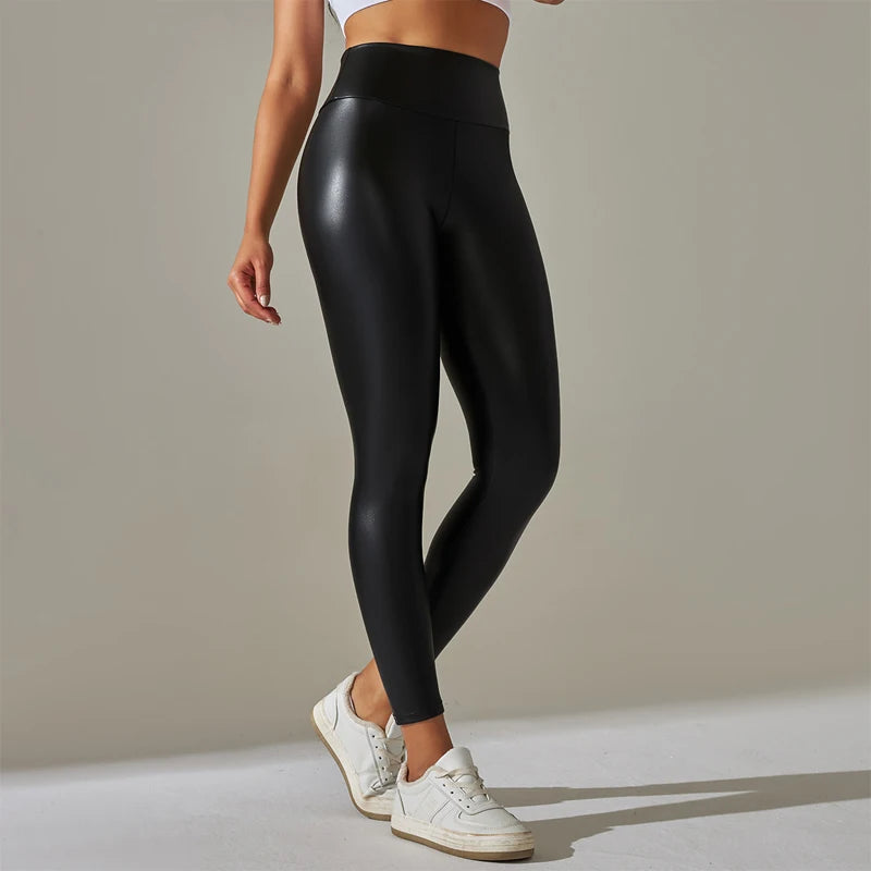 Trendy Oversized High-Waisted PU Leather Leggings – Colorful Tight & Sexy Yoga Pants for Women Style Heaven