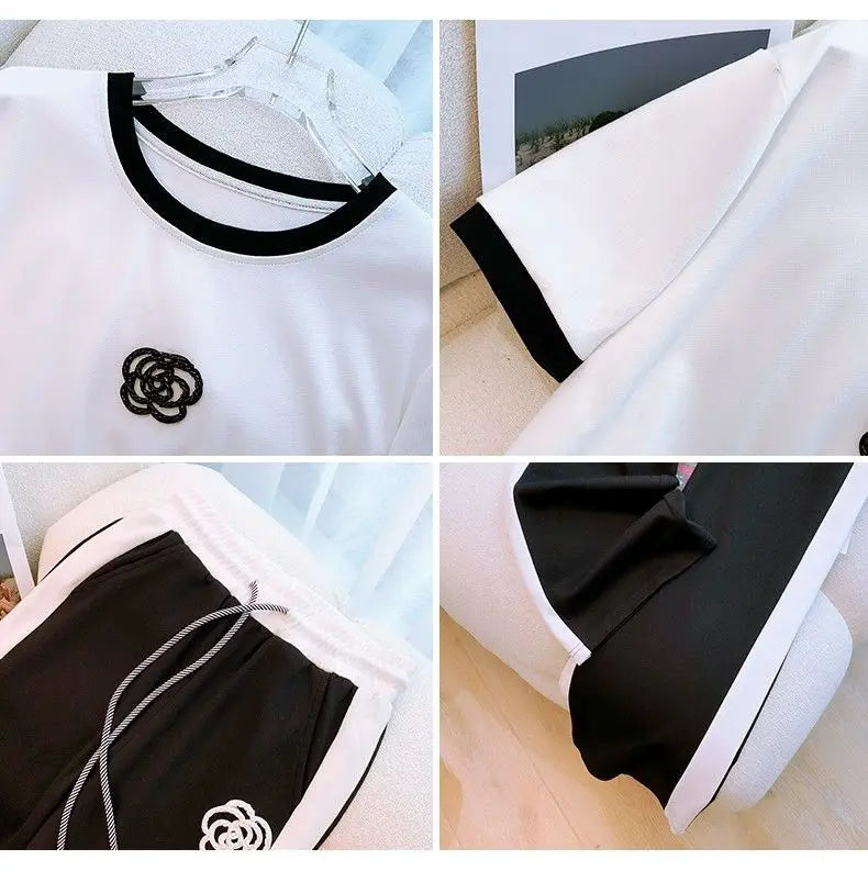 Women's Summer 2-Piece Sporty Chic Set – Short Sleeve Crop Top & Pants Style Heaven