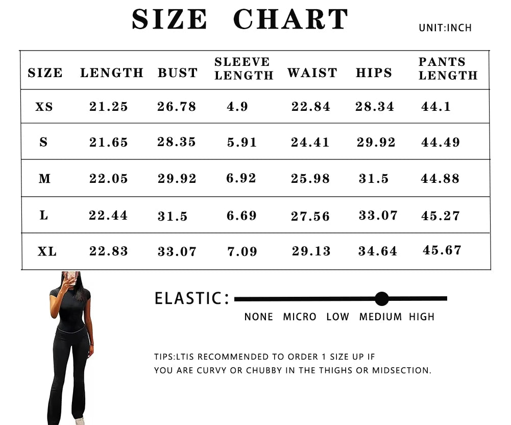 Women's 2-Piece Workout Set – Crew Neck T-Shirt & Low Rise Flare Pants Style Heaven