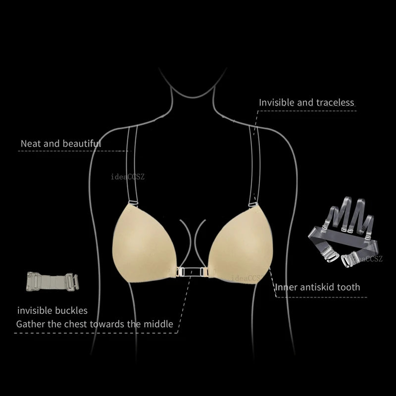 Silicone Sticky Bra – Invisible Backless Plunge U-Neck Adhesive Lift Bra Style Heaven