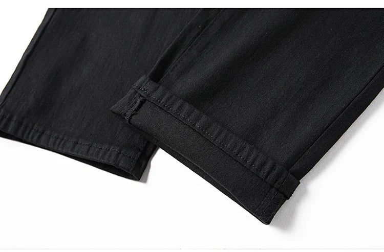 Men’s Pure Black Straight Fit Jeans – Trendy & Comfortable Business Casual Denim - Style Heaven