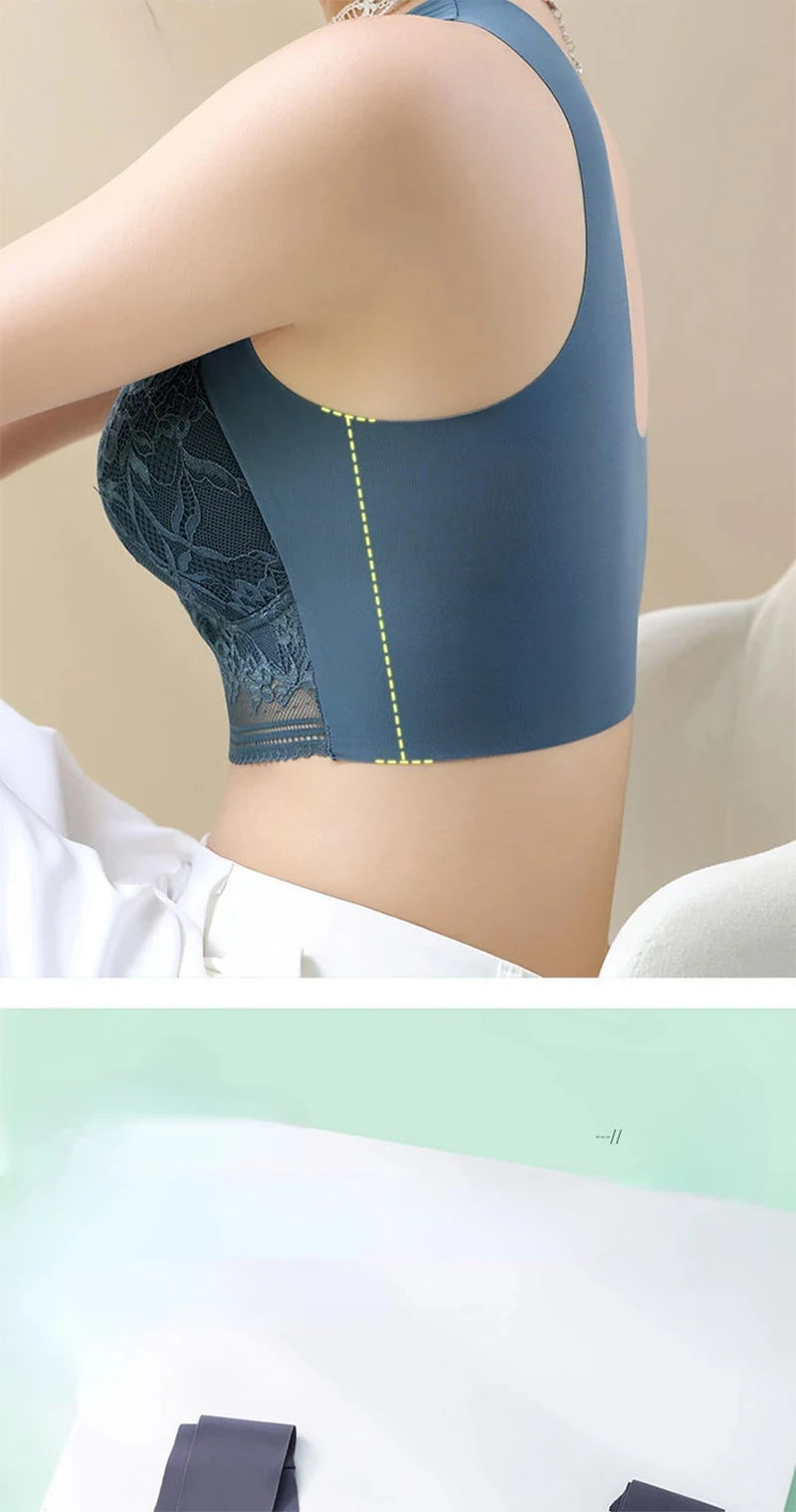 L-6L Push-Up Ice Silk Bralette – Seamless Wireless Lace Bra for Summer