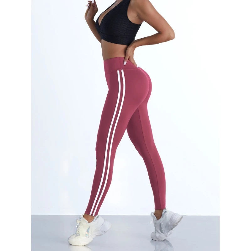 Women's Striped High Waist Yoga Leggings – Slim Fit, Hip Lifting Stretchy Gym Tights Style Heaven