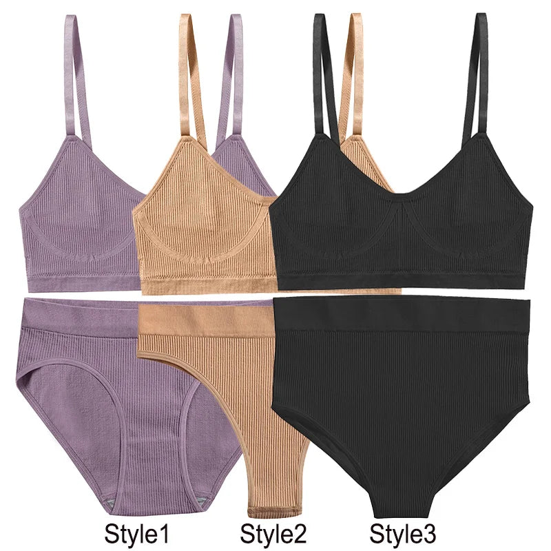 Seamless Push-Up Bralette & Panty Set – Sporty Crop Tank Style | S–XL Style Heaven