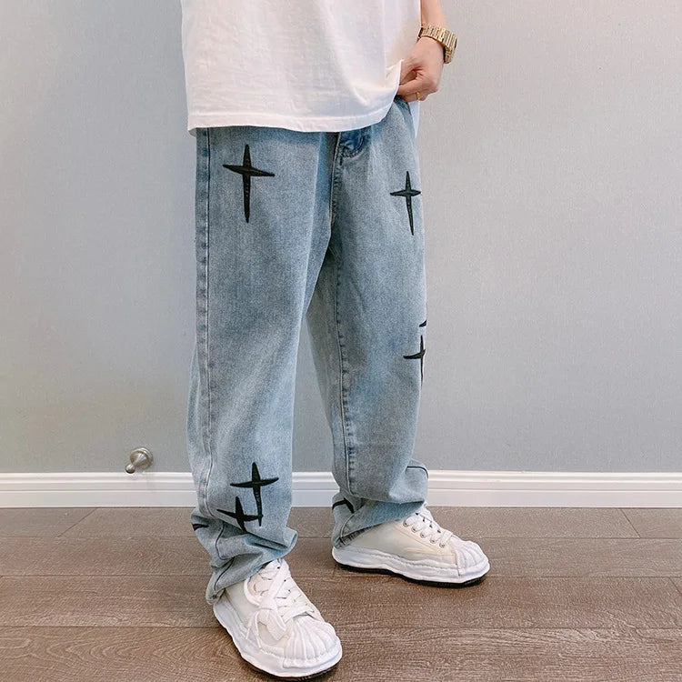 Men’s Wide-Leg Streetwear Denim Cargo Jeans – Korean Fashion Baggy Fit Casual Pants - Style Heaven