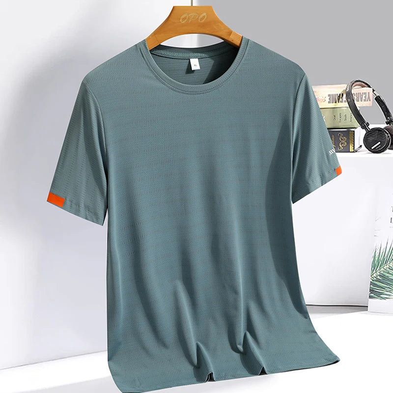 Men’s Summer Ice Silk Quick-Dry T-Shirt – Lightweight & Breathable Fitness Tee - Style Heaven