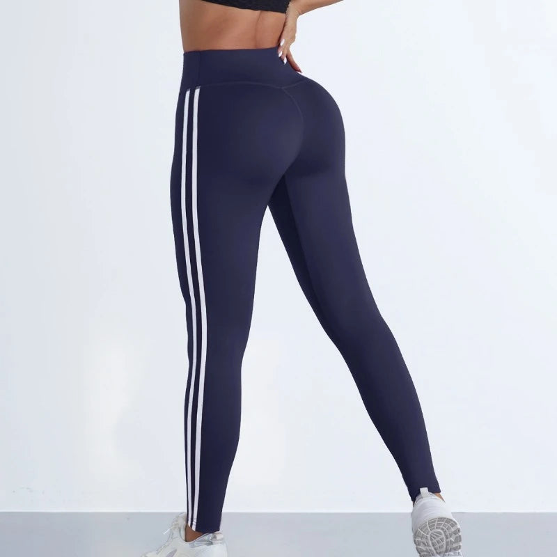 Women's Striped High Waist Yoga Leggings – Slim Fit, Hip Lifting Stretchy Gym Tights Style Heaven