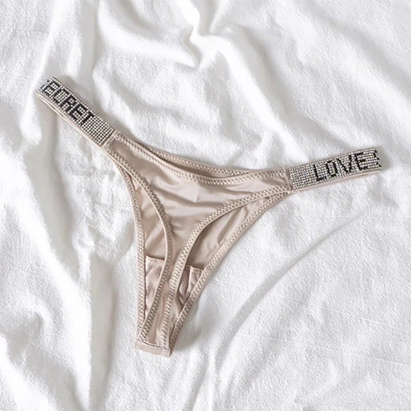 5-Pack Rhinestone Letter Thongs – Low Waist G-String Panties | S–XL