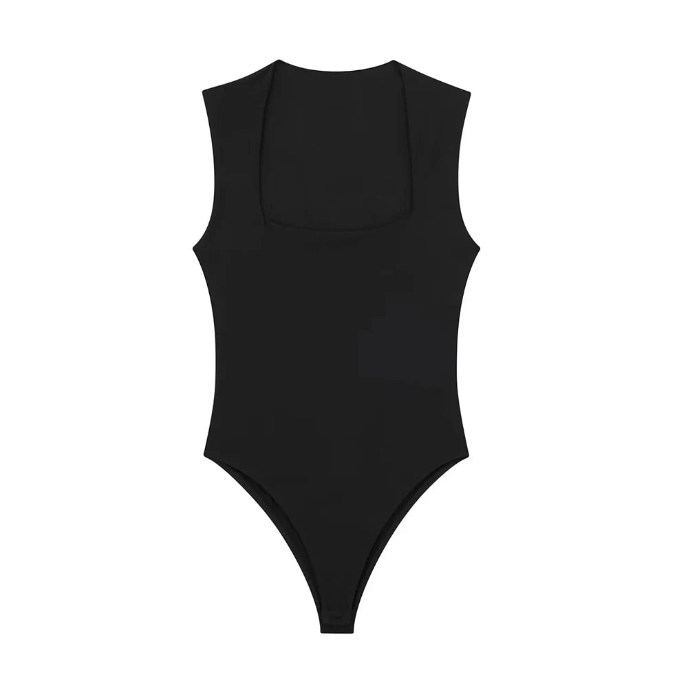 Women's Sexy Sleeveless Bodysuit – Square Neck Snap-Button Playsuit for Everyday & Clubwear Style Heaven