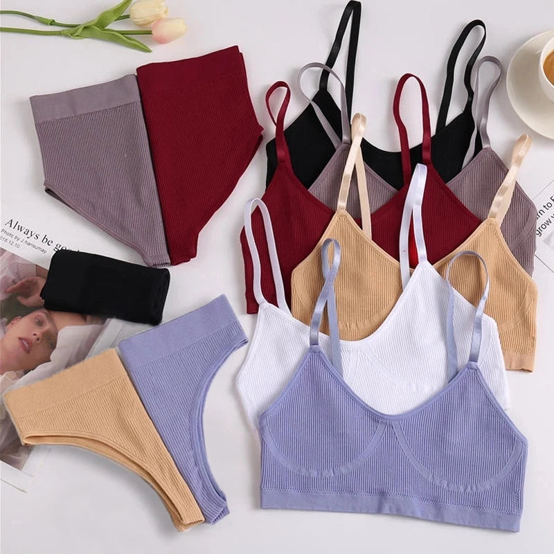 Seamless Push-Up Bralette & Panty Set – Sporty Crop Tank Style | S–XL Style Heaven